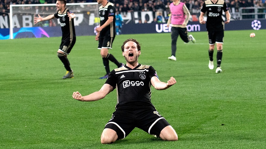 Daley Blind kan in april 2019 zijn geluk niet op als Ajax wint bij Juventus.