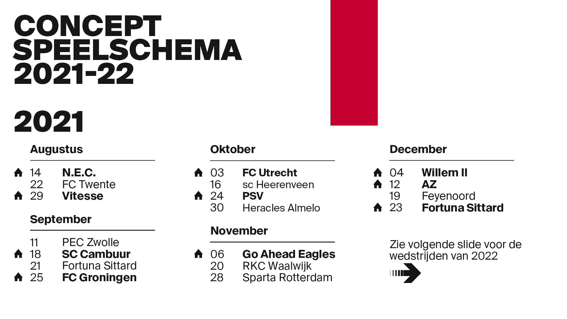 Concept speelprogramma bekend Ajax opent tegen NEC