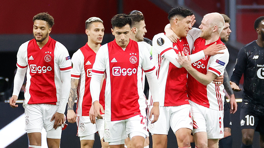 Ajax viert de treffer van Davy Klaassen tegen Lille.
