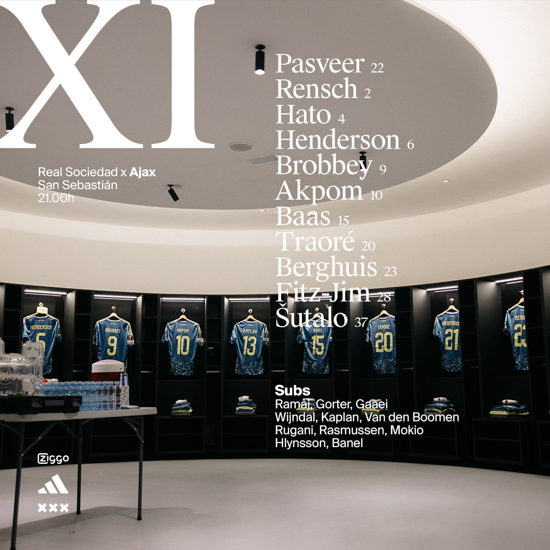 Opstelling Ajax Sociedad Vierkant